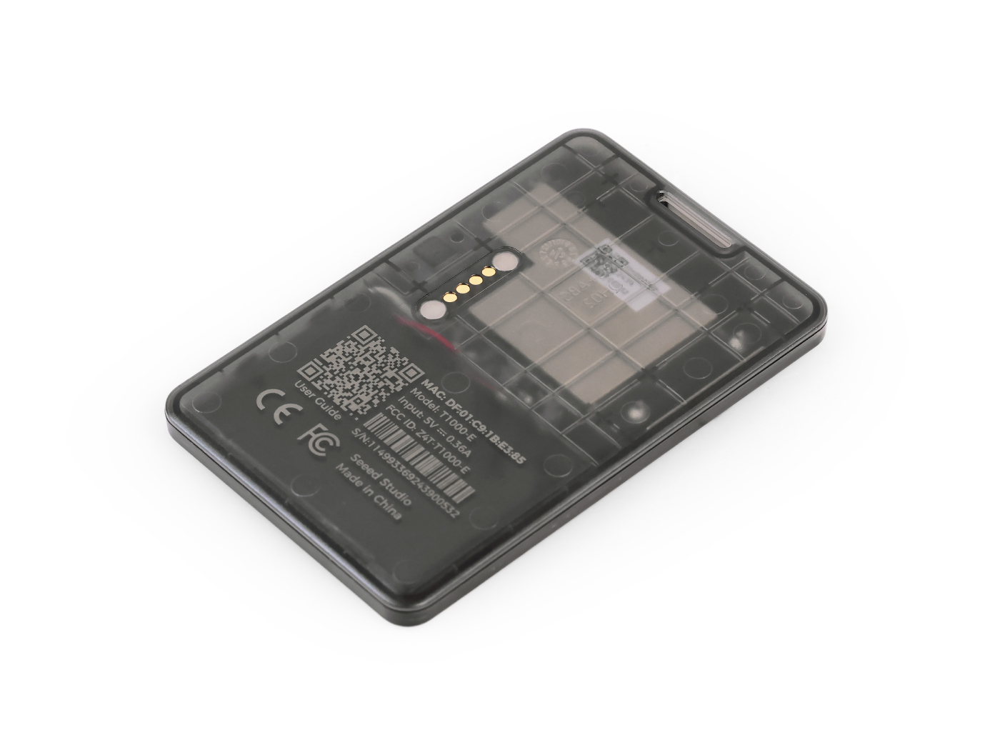 T1000-E 背面斜め、ポゴピンが見える